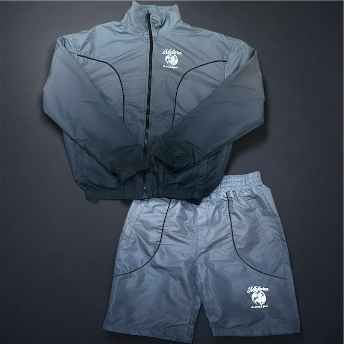 MELIORA GRADIENT SLATE WINDBREAKER SHORTS