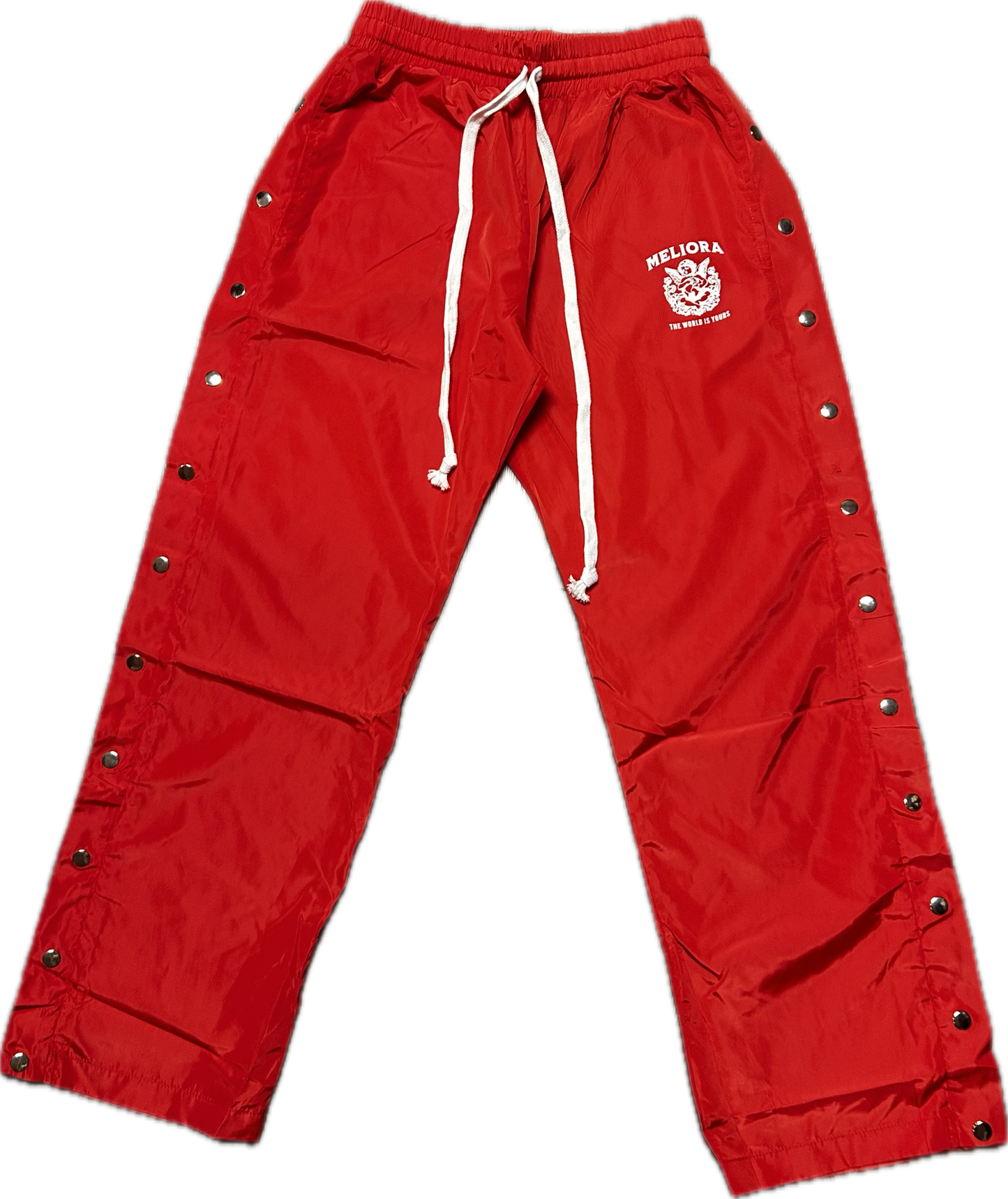 MELIORA WORLD IS YOURS RED WINDBREAKER PANTS