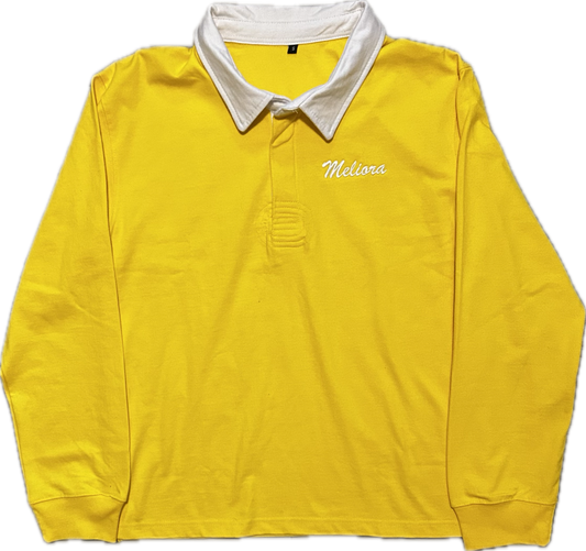 MELIORA CONQUER FROM WITHIN SAFFRON YELLOW RUGBY POLO