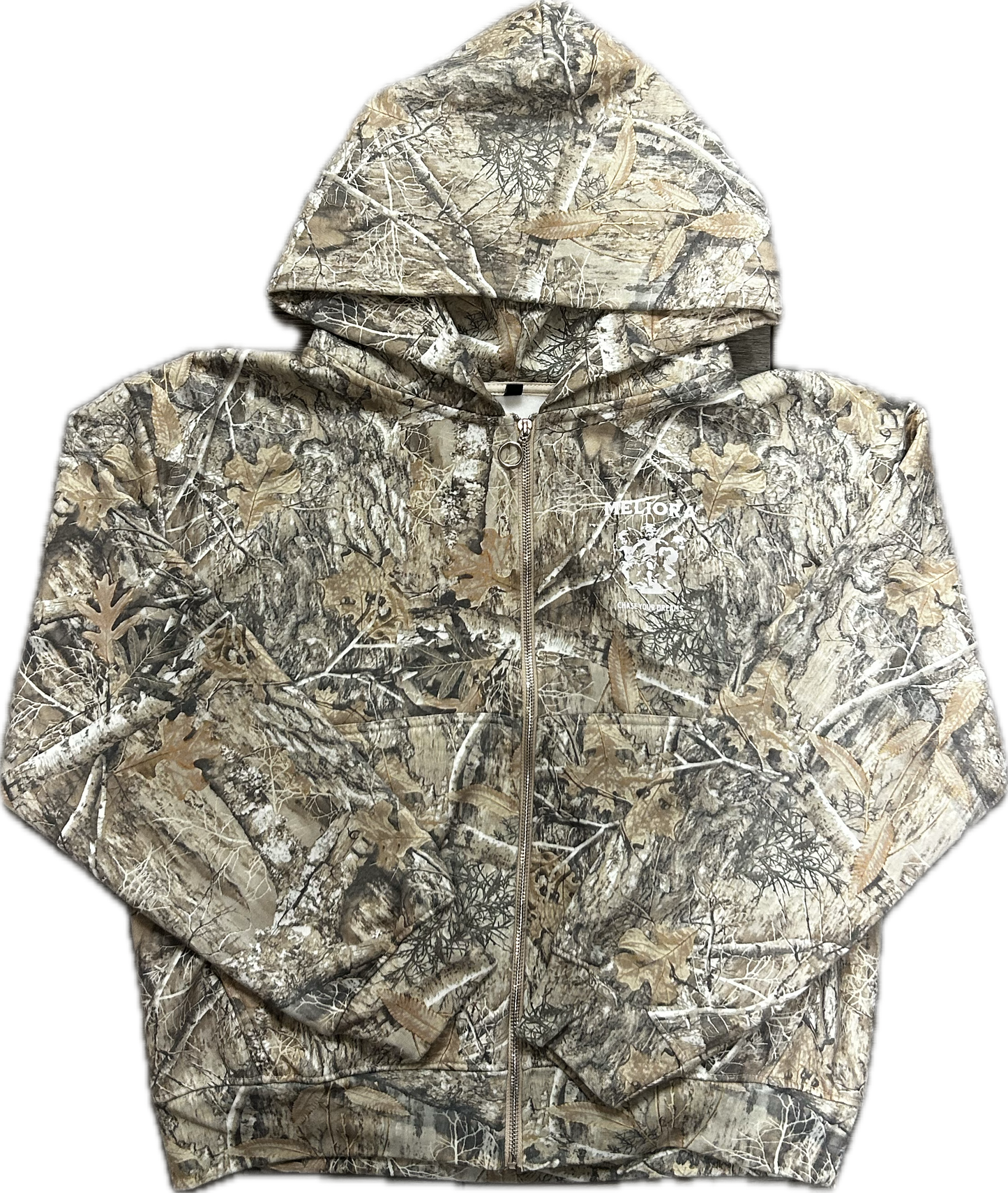 MELIORA CHASE YOUR DREAMS TREE CAMO HOODED ZIP UP