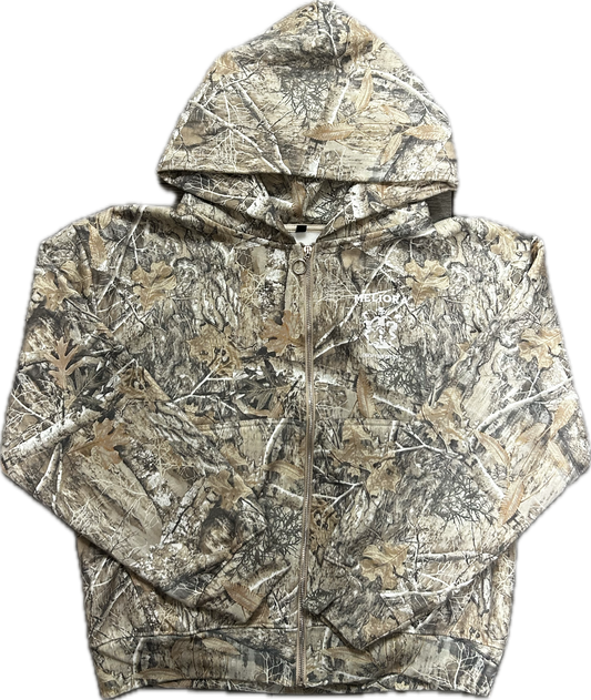 MELIORA CHASE YOUR DREAMS TREE CAMO HOODED ZIP UP
