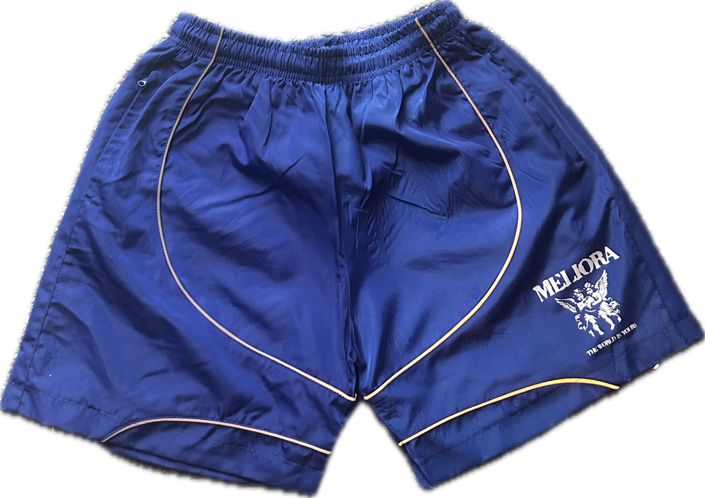 MELIORA THE WORLD IS YOURS ROYAL BLUE REFLECTIVE SHORTS