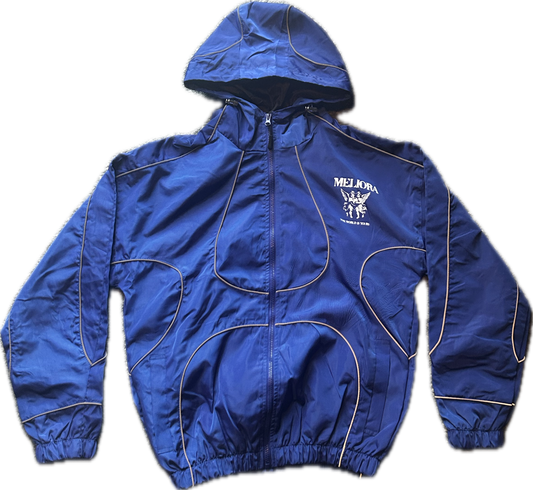 MELIORA THE WORLD IS YOURS ROYAL BLUE REFLECTIVE WINDBREAKER JACKET