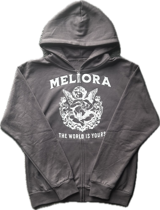 MELIORA WORLD IS YOURS SHADOW HOODED ZIP UP