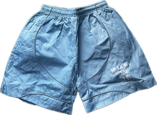 MELIORA THE WORLD IS YOURS SKY BLUE REFLECTIVE SHORTS